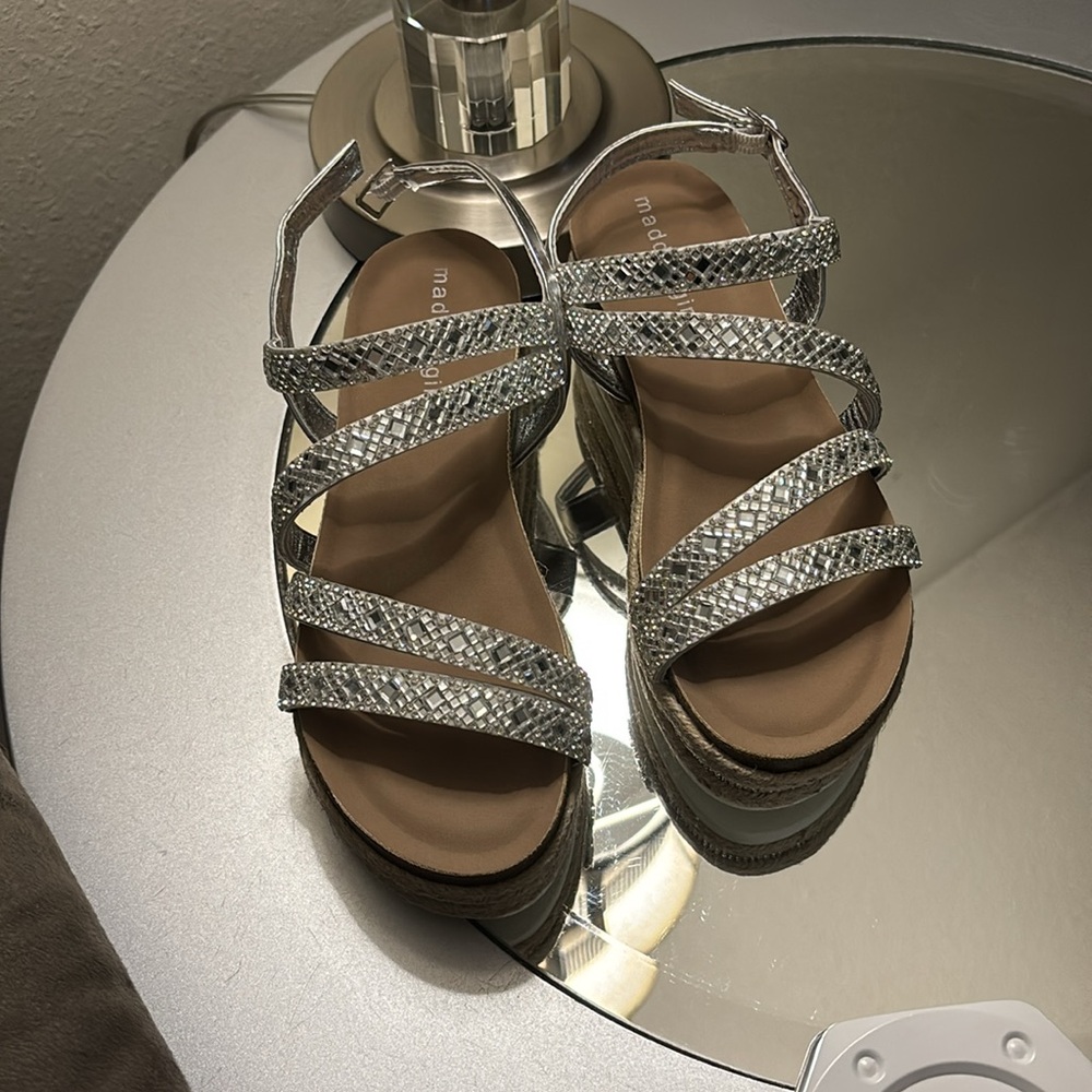 Madden Girl Silver Espadrille Sandals